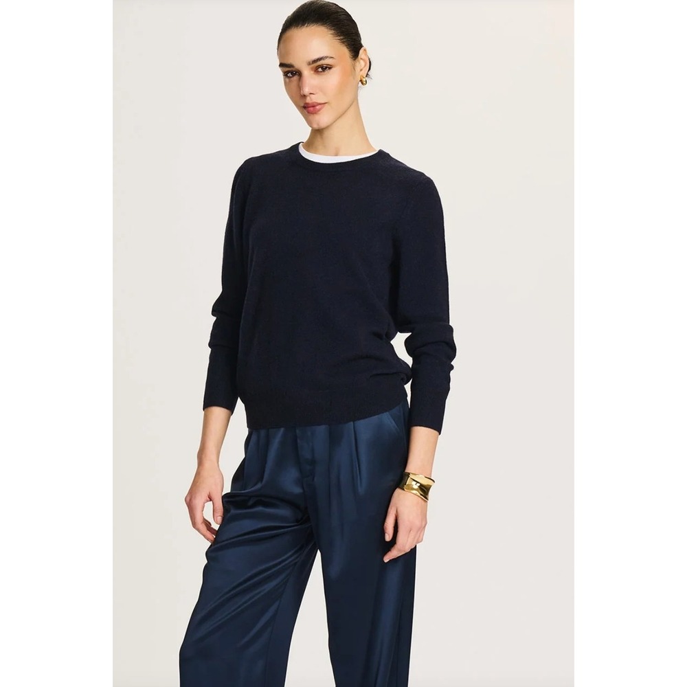 Naadam Cashmere Crewneck Sweater Navy Blue Soft Knit Pullover XL Quiet Luxury